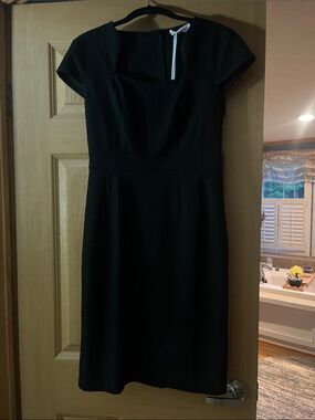 Grace Karin Black Cap-Sleeve Sheath Midi Dress